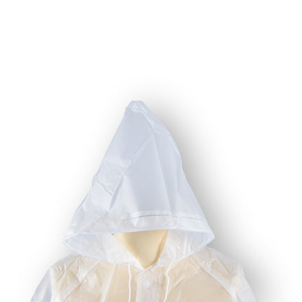 Waterdichte Regenponcho's - 5-Pack, Wit & Transparant, Unisex, 860g, Capuchon Inbegrepen.