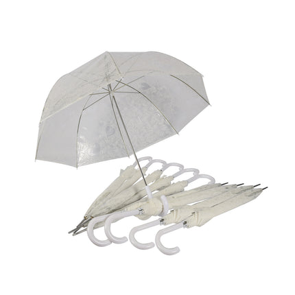 Witte Franse Kant Bruiloft Paraplu - Transparante Trouwparaplu Windbestendig - Set van 10 - 98 cm Diameter