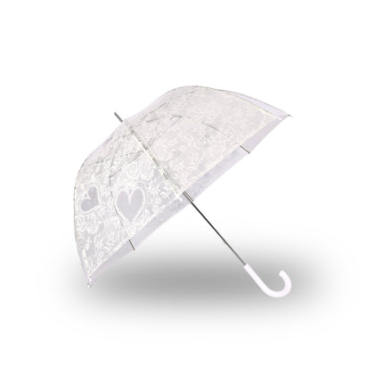 Transparante Bruid Bruiloft Paraplu 98cm met Kant – Witte Franse Kant Trouwparaplu – Winddichte Koepelparaplu – Automatisch Openend