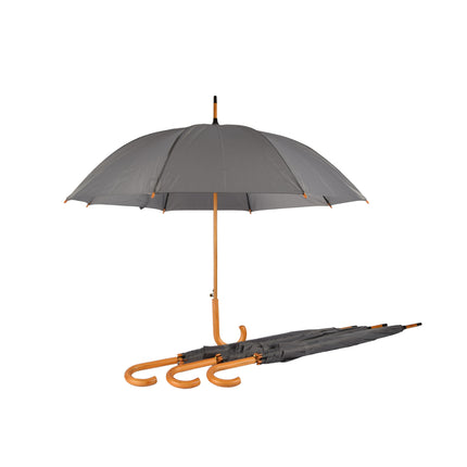 Transparante Paraplu Set met Opvouwbare Functie - Diameter 98 cm - Automatisch - Aluminium Frame - Houten Handvat - Grijs - 4 Stuks
