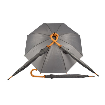 Transparante Paraplu Set met Opvouwbare Functie - Diameter 98 cm - Automatisch - Aluminium Frame - Houten Handvat - Grijs - 4 Stuks