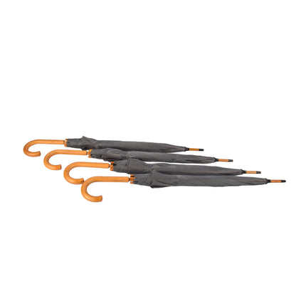 Transparante Paraplu Set met Opvouwbare Functie - Diameter 98 cm - Automatisch - Aluminium Frame - Houten Handvat - Grijs - 4 Stuks