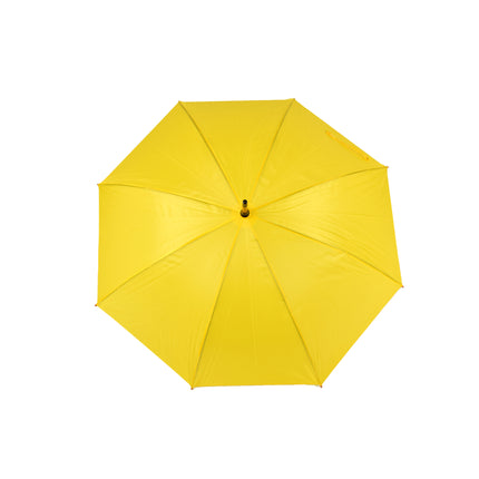 Vijfvoudige set van elegante gele stormparaplu's, elk met een diameter van 102 cm, opvouwbaar en automatisch.
