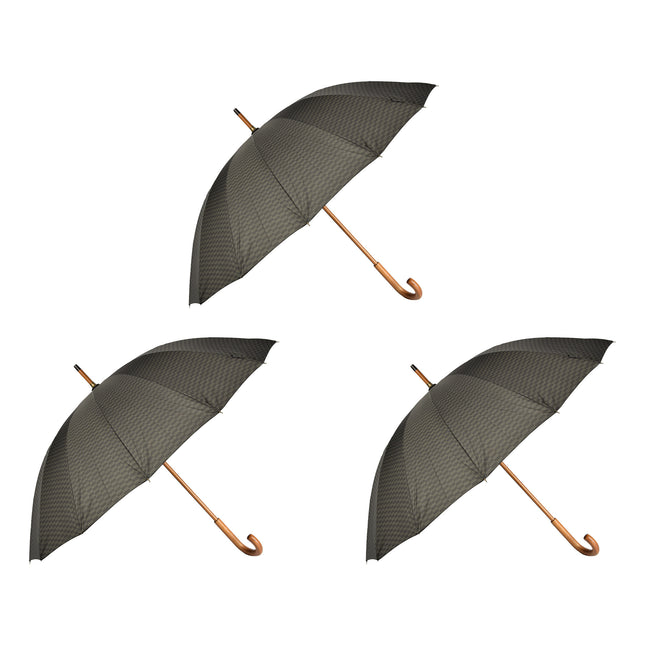 Trotseer de Storm met Stijl: 3-delige Set Zwarte & Donkergroene Stormparaplu's (Ø 102cm) - Lichtgewicht Paraplu's - Duurzame Bescherming