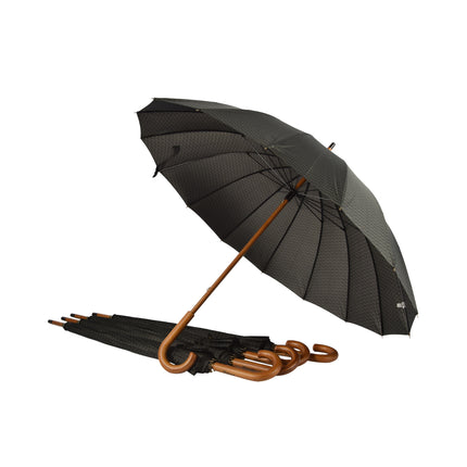 Vijf Handige Grote Paraplu's - Zwart & Donkergroen - Stormbestendig - Geschikt voor Volwassenen en Unisex - Breedte: ~ca 102cm - Met Houten Handvat 