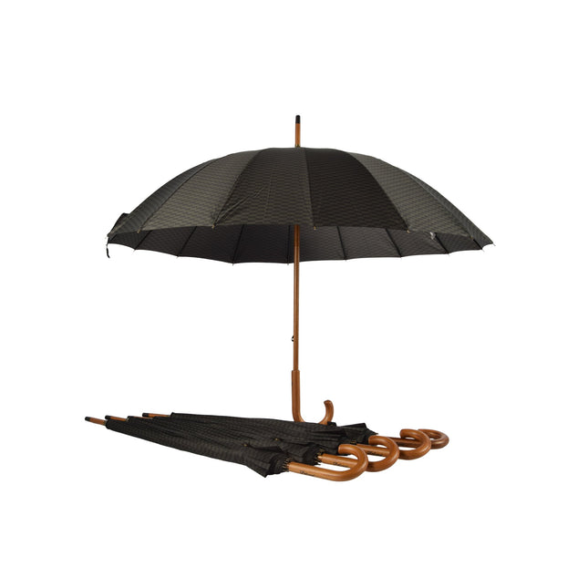 Vijf Handige Grote Paraplu's - Zwart & Donkergroen - Stormbestendig - Geschikt voor Volwassenen en Unisex - Breedte: ~ca 102cm - Met Houten Handvat 
