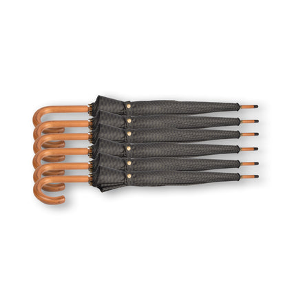 Zes Stevige Stormparaplu's - Breedte: 102cm - Zwart & Donkergroen - Houten Handvat - Voor Kamperen & Outdoor