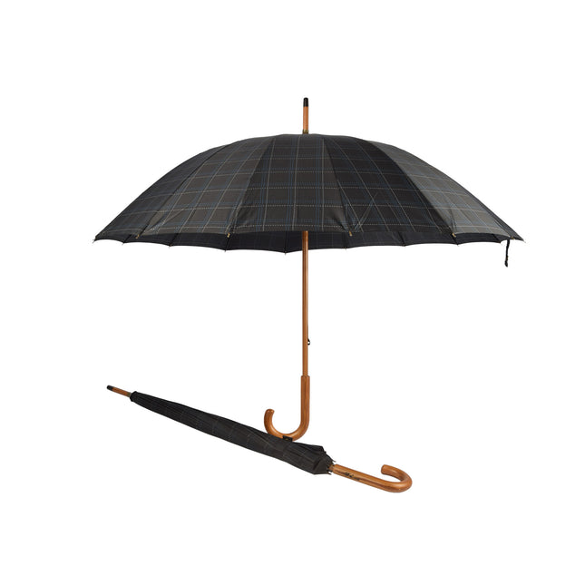 Twee Keer De Bescherming Met Zwarte En Blauwe Stormparaplu's (102cm) - Duurzaam, Opvouwbaar & Geschikt Voor Volwassenen - Breedte: ~Ca 102cm - Met Houten Handvat