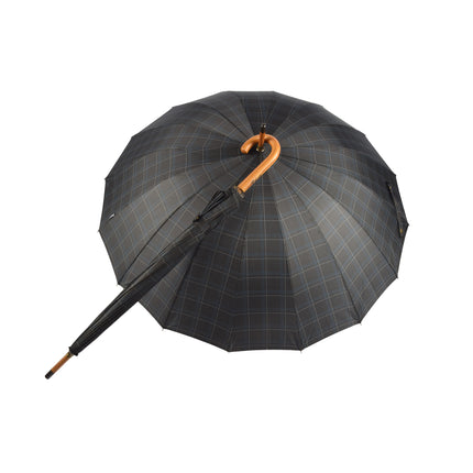 Twee Keer De Bescherming Met Zwarte En Blauwe Stormparaplu's (102cm) - Duurzaam, Opvouwbaar & Geschikt Voor Volwassenen - Breedte: ~Ca 102cm - Met Houten Handvat