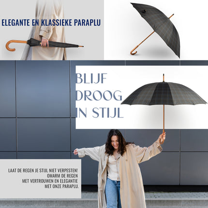 Weerbestendigheid In Stijl: 9x Zwart-Blauwe Opvouwbare Stormparaplu's - 102cm Breedte 