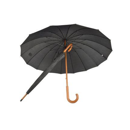 Uitstekende En Stijlvolle Zwart-wit Paraplu's Voor Volwassenen - Set Van 2 Met Houten Stok En Haken – 102Cm Diameter