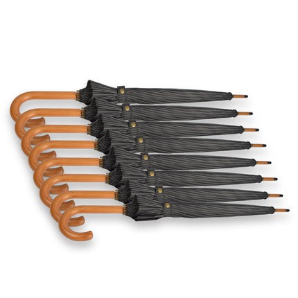 Stijlvol & Praktisch: 8x Zwart-Witte Paraplu's voor Mannen & Vrouwen - 16 banen - Met Houten Handvat - 102cm Diameter 