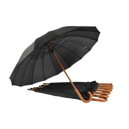 Stijlvol & Praktisch: 8x Zwart-Witte Paraplu's voor Mannen & Vrouwen - 16 banen - Met Houten Handvat - 102cm Diameter 