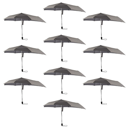 10 Grijze Stormparaplu's - Groot, Stevig & Opvouwbaar - Aluminium Frame - Polyester Pongee Doek - 107cm Diameter