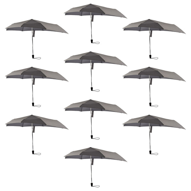 10 Grijze Stormparaplu's - Groot, Stevig & Opvouwbaar - Aluminium Frame - Polyester Pongee Doek - 107cm Diameter