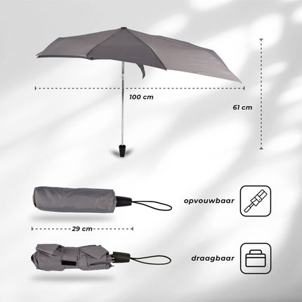 10 Grijze Stormparaplu's - Groot, Stevig & Opvouwbaar - Aluminium Frame - Polyester Pongee Doek - 107cm Diameter