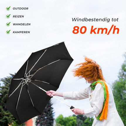 Zwart Opvouwbare Paraplu's - Hoogwaardige Waterdichte Regenponcho's - Set van 3 - Polyester en Aluminium Materiaal - Stormparaplu - Lengte 61.5cm - Diameter 97cm