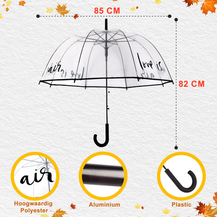 10x Grote Transparant Stormparaplu van Polyester met Aluminium Frame | 85cm Diameter