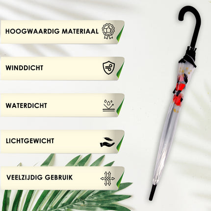 Paraplu met Bloemendesign | Lichtgewicht en Duurzaam | Diameter 86cm | Stormparaplu |  Automatische Paraplu