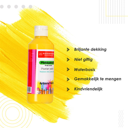 Zonnige Creativiteit Met 3 Pakket Gele Plakkaatverf | 5cm Breedte | 16cm Hoogte | Levendige en Duurzame Kleur | Makkelijk Afwasbaar & Watervast | Gebruiksklaar op Elke Ondergrond | 250 ml  