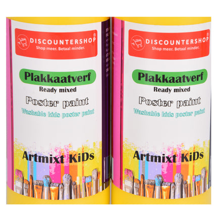 Premium Gele Plakkaatverf Set Van 2 | 5cm Breed | 16cm Hoog | Levendige en Rijke Pigmentatie | 250 ml Elke Fles | Artistieke Waterbasis Verf | Perfect voor Diverse Materialen zoals | Ideaal voor Kunstenaars en Hobbyisten van Alle Leeftijden 