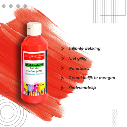 Superheld Rood Plakkaatverf Set | 6 Delige | 250 ml Per Fles | 5 cm x 16 cm | Voor Creatieve Geesten | Volwassenen & Kinderen | Gebruiksklaar | Afwasbaar | Perfect voor Hout Canvas Steen & Meer