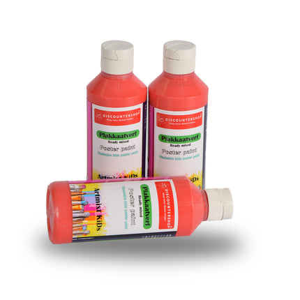 Plakkaatverf Set | 3 Stralend Rood Stuks | 5cm Breedte | 16cm Hoogte | 250 Elk | Intens Gepigmenteerd | Fluweelzachte Consistentie | Waterbasis Verf voor Kunstenaars en Creatieve Geesten | Ideaal voor Inspirerende Posters 