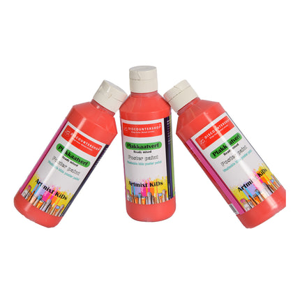 Plakkaatverf Set | 3 Stralend Rood Stuks | 5cm Breedte | 16cm Hoogte | 250 Elk | Intens Gepigmenteerd | Fluweelzachte Consistentie | Waterbasis Verf voor Kunstenaars en Creatieve Geesten | Ideaal voor Inspirerende Posters 