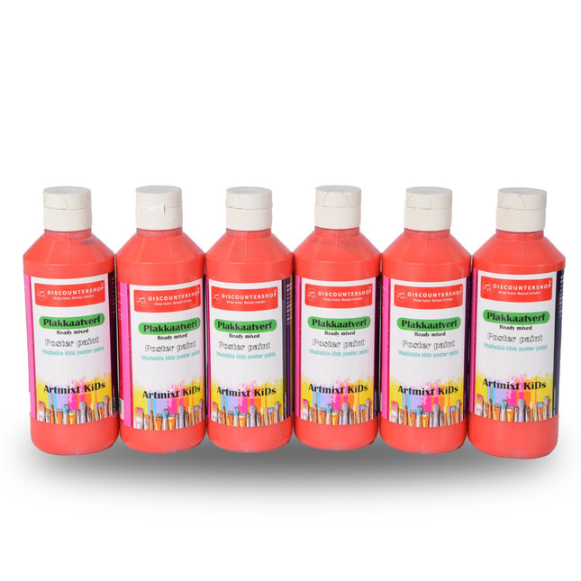 Superheld Rood Plakkaatverf Set | 6 Delige | 250 ml Per Fles | 5 cm x 16 cm | Voor Creatieve Geesten | Volwassenen & Kinderen | Gebruiksklaar | Afwasbaar | Perfect voor Hout Canvas Steen & Meer