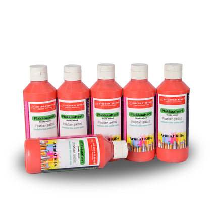 Superheld Rood Plakkaatverf Set | 6 Delige | 250 ml Per Fles | 5 cm x 16 cm | Voor Creatieve Geesten | Volwassenen & Kinderen | Gebruiksklaar | Afwasbaar | Perfect voor Hout Canvas Steen & Meer