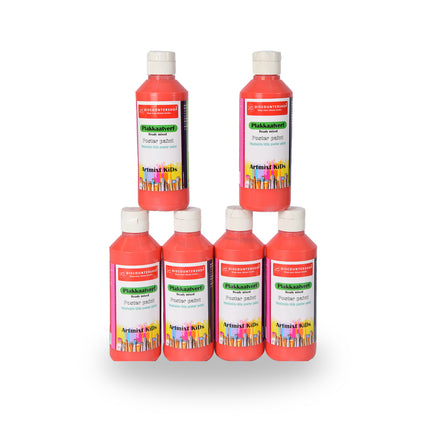 Superheld Rood Plakkaatverf Set | 6 Delige | 250 ml Per Fles | 5 cm x 16 cm | Voor Creatieve Geesten | Volwassenen & Kinderen | Gebruiksklaar | Afwasbaar | Perfect voor Hout Canvas Steen & Meer
