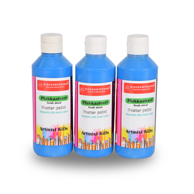 Complete Blauwe Plakkaatverf Van 3 | Elk 250 ml | Verouderingsbestendig | Geschikt voor Alle Oppervlakken | Kunstenaarskwaliteit voor Thuis en School | Op Ideaal voor Kunst & Knutselwerk Alle Ondergronden 
