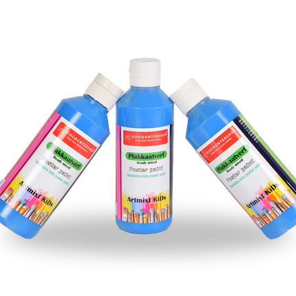 Complete Blauwe Plakkaatverf Van 3 | Elk 250 ml | Verouderingsbestendig | Geschikt voor Alle Oppervlakken | Kunstenaarskwaliteit voor Thuis en School | Op Ideaal voor Kunst & Knutselwerk Alle Ondergronden 