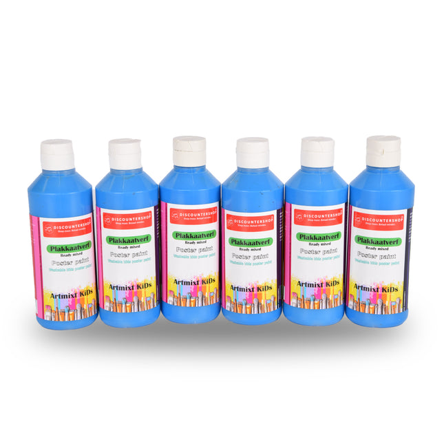 Plakkaatverf Set 6x Groen | 250 ml Per Fles | Waterbasis | Ondoorzichtig | Hoge Pigmentatie | Veelzijdig en Duurzaam voor Kunst en Onderwijs | Gebruiksklaar | Uitwasbaar |  Geschikt voor Hout Canvas Metaal 