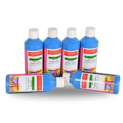 Plakkaatverf Set 6x Groen | 250 ml Per Fles | Waterbasis | Ondoorzichtig | Hoge Pigmentatie | Veelzijdig en Duurzaam voor Kunst en Onderwijs | Gebruiksklaar | Uitwasbaar |  Geschikt voor Hout Canvas Metaal 