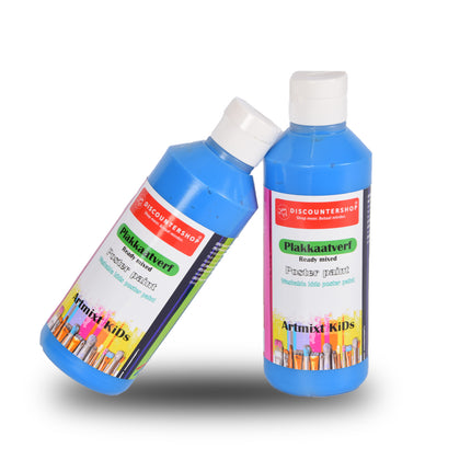 Vibrant Blauwe Plakkaatverf Set Van 2 | Maximaal 250 ml Per Set | Voor Volwassenen en Kinderen | Gebruiksklare Artiesten Verf met Waterbasis | Geschikt voor Hout Papier Karton Steen Gips Metaal en Plastic 