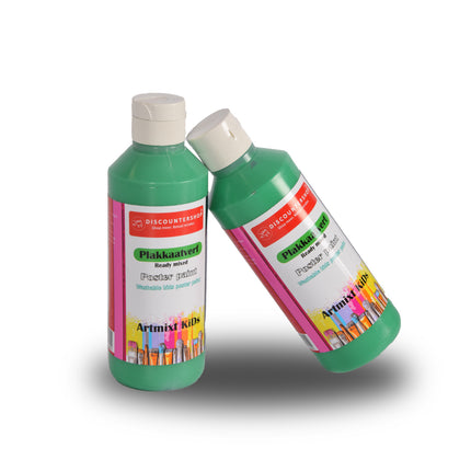 Premium Groen Plakkaatverf Set | 2x | Elk 250 ml | Veelzijdig Gebruik op Hout Papier Karton Steen Gips Metaal Plastic | Voor Creatieve Meesterwerk | Diepe  Ondoorzichtige Kleur | Direct Klaar voor Gebruik 