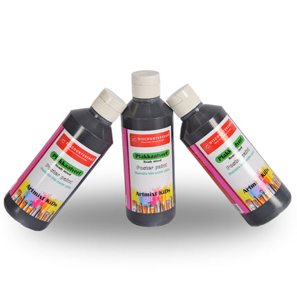 Zwarte Set Van 3 Plakkaatverf Set | 5cm x 16cm | Waterbasis | Ondoorzichtig | Voor Hout Canvas Karton Stof | Kunstenaarsverf voor Professioneel en Beginnend Gebruik | | Maximaal 250 ml Per Set  