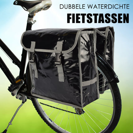 Fietstas | Zwart | 32 Liter | Dubbele fietstas | Polyester | Waterdichte fietstas | 34.5cm*35cm