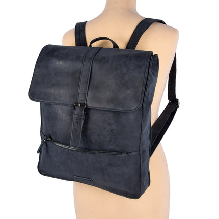 Multifunctionele PU Navy Rugzak voor Studenten en Professionals | 33cm x 8cm x 40cm | Inclusief 7 Handige Vakken met Ritssluiting | Perfect voor Zakenreizen