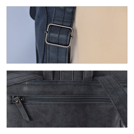 Multifunctionele PU Navy Rugzak voor Studenten en Professionals | 33cm x 8cm x 40cm | Inclusief 7 Handige Vakken met Ritssluiting | Perfect voor Zakenreizen