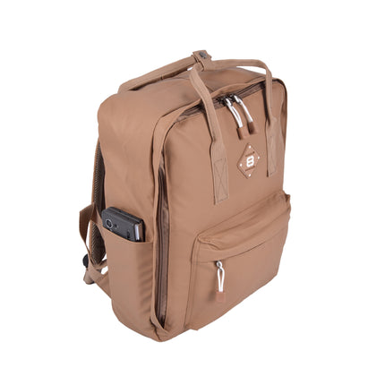 Waterdichte Rugzak 10x38x27cm | Taupe Laptop Rugtas | Schoudertas met 15 inch Laptopvak