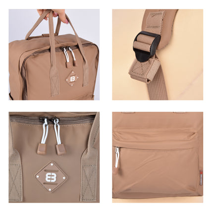 Waterdichte Rugzak 10x38x27cm | Taupe Laptop Rugtas | Schoudertas met 15 inch Laptopvak