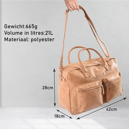 Laptoptas Westernbag- 13 Inch Laptopcompartiment - Camel Kleur - Handtas & Schoudertas - Voor Werk, School & Universiteit - Verstelbare en Afneembare Schouderband