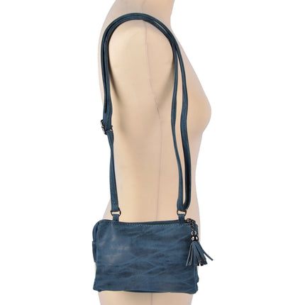 Handige Navy Schoudertas voor Dames - Compact Schoudertasje, 5 Vakken en 6 Creditcardvakjes, Bicky Bernard