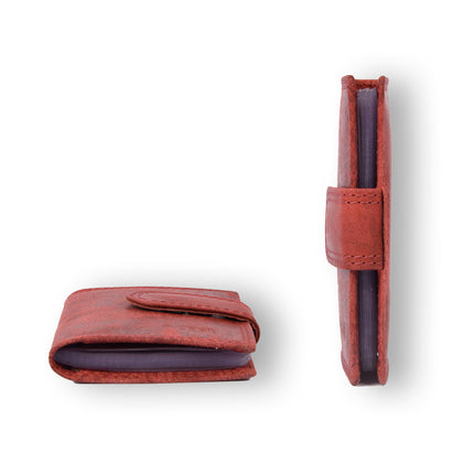 4east Rode Dames Portemonnee - Stijlvol Echt Leder - 14 Creditcards Vakjes - Afmetingen 6.5cm x 1.5cm x 10cm
