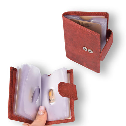 4east Rode Dames Portemonnee - Stijlvol Echt Leder - 14 Creditcards Vakjes - Afmetingen 6.5cm x 1.5cm x 10cm