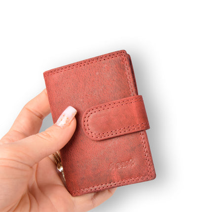 4east Rode Dames Portemonnee - Stijlvol Echt Leder - 14 Creditcards Vakjes - Afmetingen 6.5cm x 1.5cm x 10cm