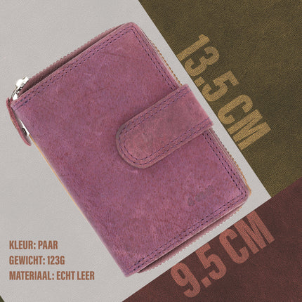 Portemonnee Heren & Dames - Paars Portemonnee met Rits - RFID Anti-Skim - Leren Portemonnee met 7 Kaarthouder, Munt- & Briefgeldvak - Perfect Kerstcadeau - 13.5x10cm