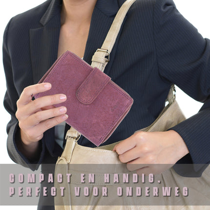 Portemonnee Heren & Dames - Paars Portemonnee met Rits - RFID Anti-Skim - Leren Portemonnee met 7 Kaarthouder, Munt- & Briefgeldvak - Perfect Kerstcadeau - 13.5x10cm